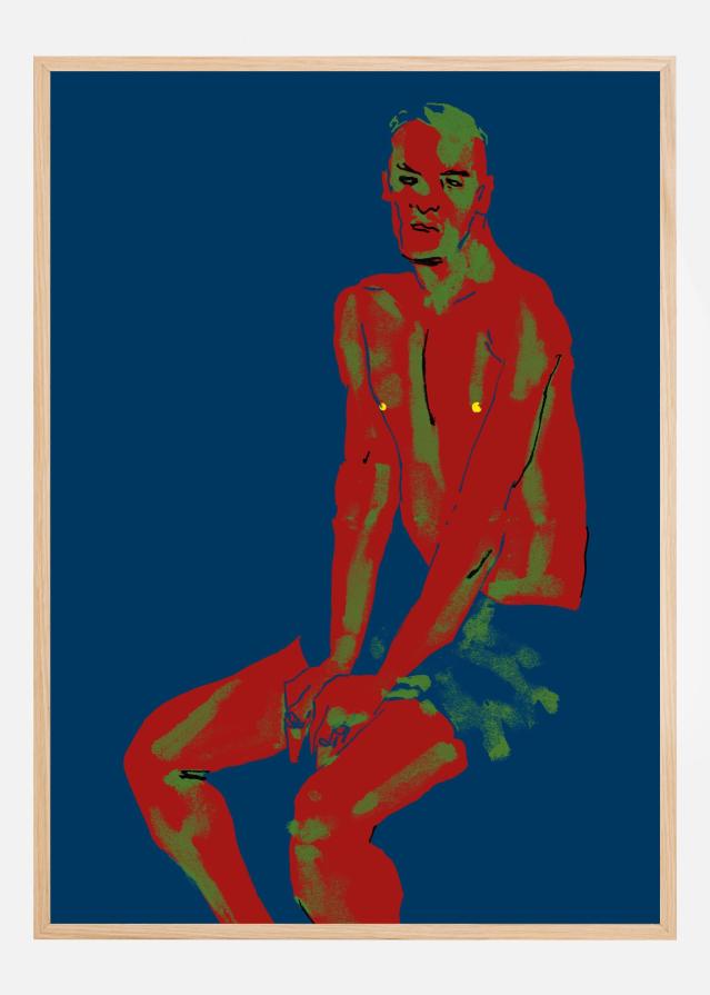 A Man Posing Blue Plakat