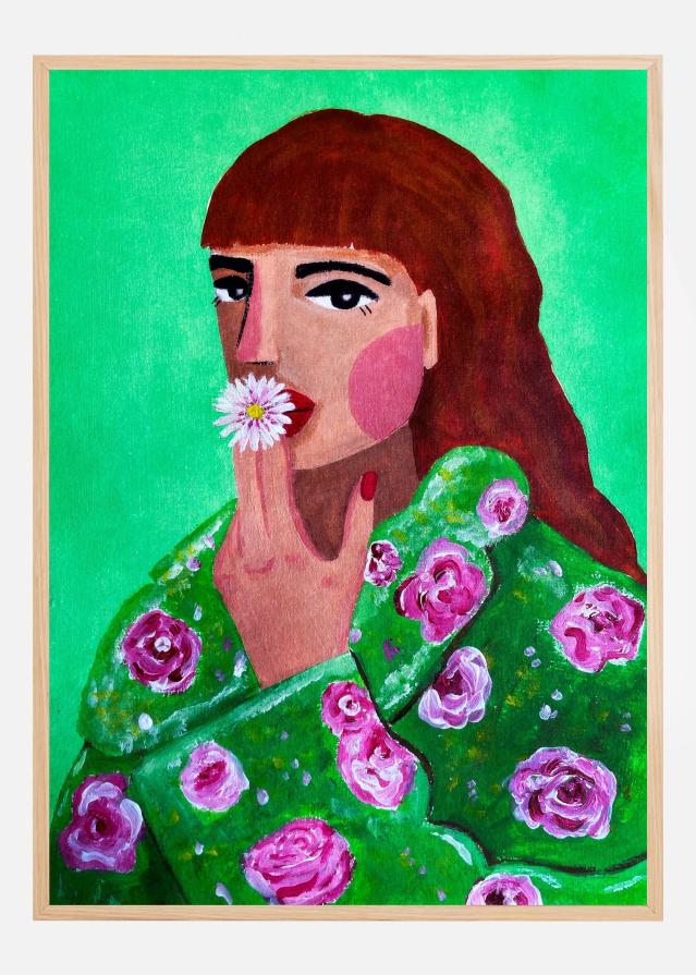 Woman Smoking a Flower Plakat
