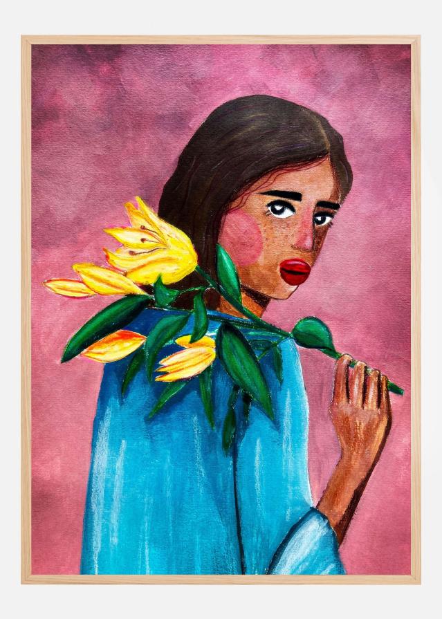 Woman With Lily Plakat