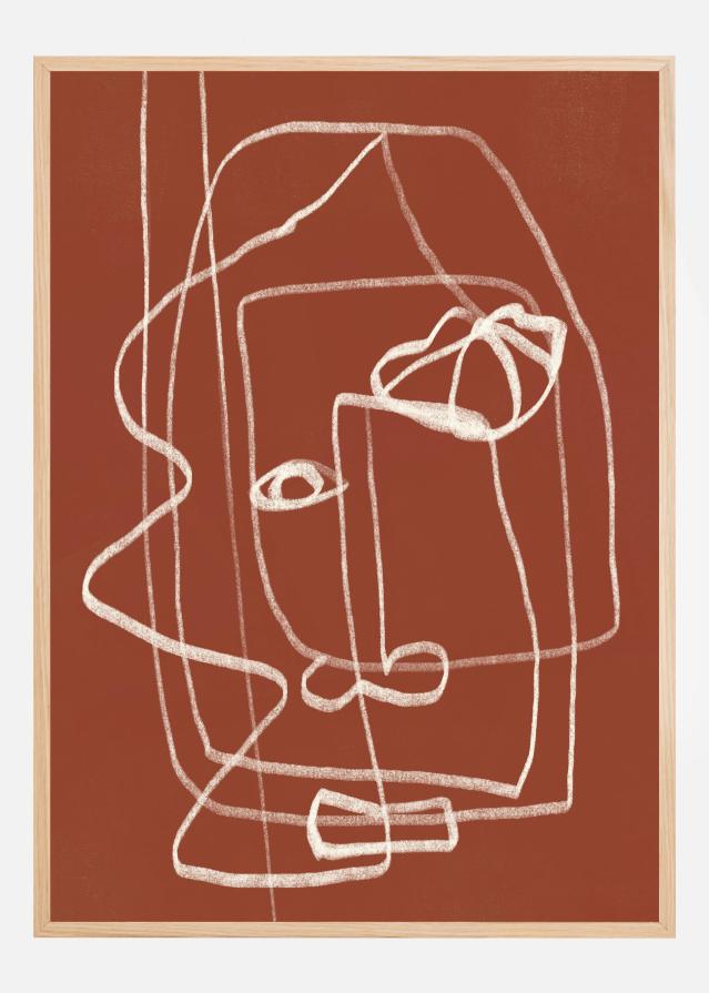 Line art abstract portrait terracotta 03 Plakat