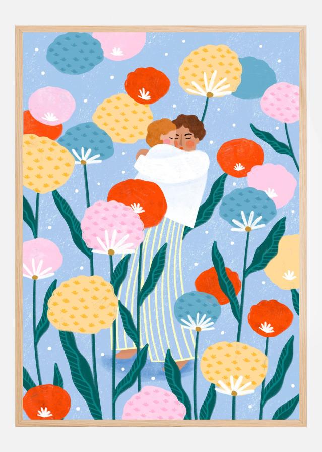 Mother and Child Amongst Flowers Plakat
