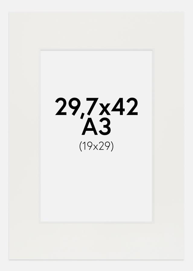 Paspartuu valge 3 mm Valge äär 29,7x42 cm (19x29)