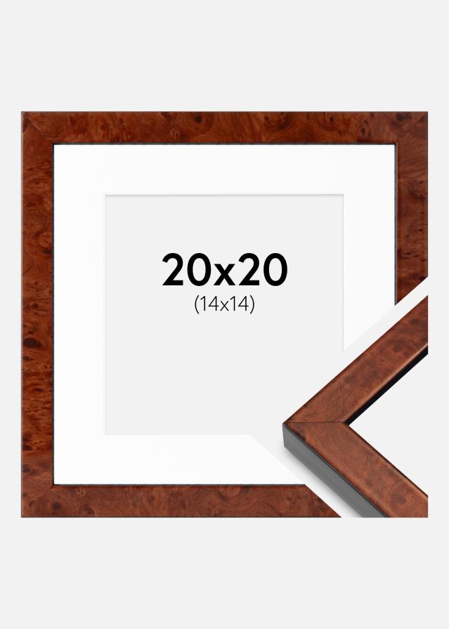 Raam Hermes pähkel 20x20 cm - paspartuu Valge 15x15 cm