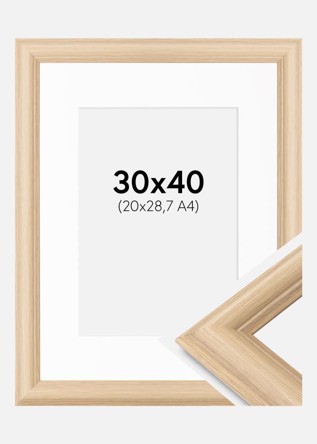 Raam Västkusten tamm 30x40 cm - paspartuu valge 21x29,7 cm (A4)