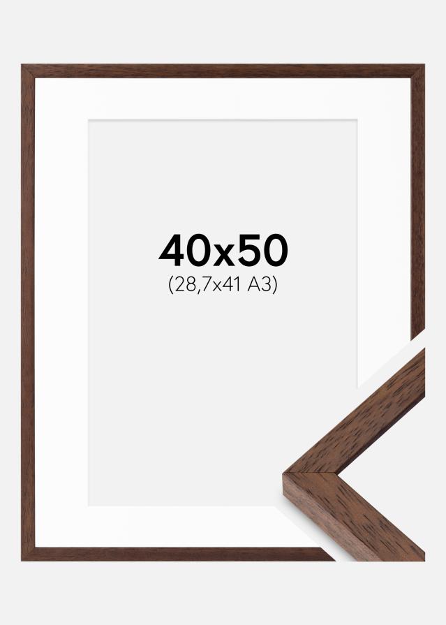 Raam Ares teak 40x50 cm - paspartuu Valge 29,7x42 cm