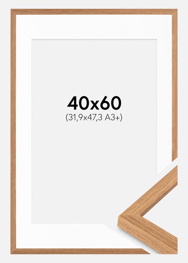 Raam Modern Teak 40x60 cm - paspartuu Valge 32,9x48,3 cm