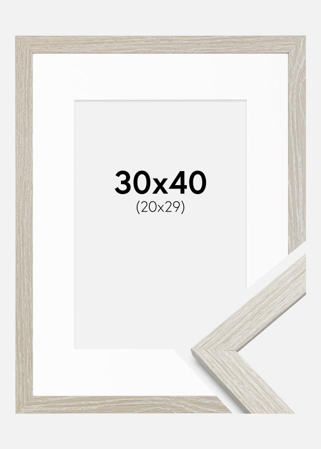 Raam Stilren helehall tamm 30x40 cm - paspartuu Valge 21x30 cm