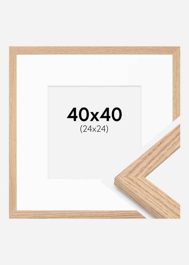 Raam Tidlös Täispuit Tamm 40x40 cm - Passepartout Valge 25x25 cm