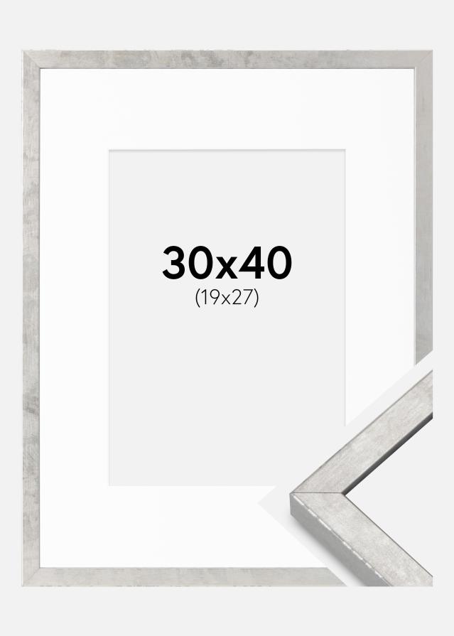 Raam Ares Hõbedane 30x40 cm - paspartuu Valge 20x28 cm