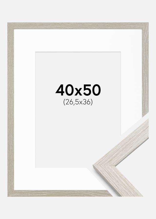 Raam Stilren helehall tamm 40x50 cm - paspartuu Valge 27,5x37 cm