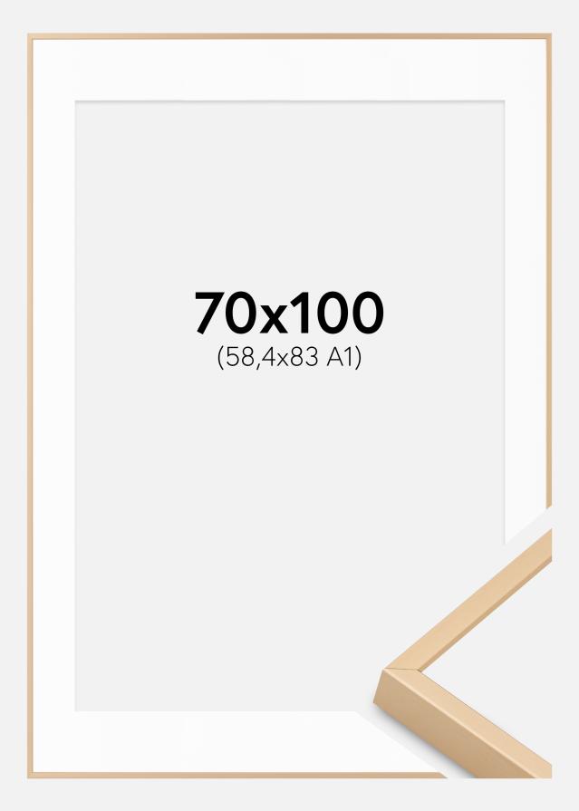 Alumiiniumraam Messing 70x100 cm - paspartuu Valge 59,4x84 cm