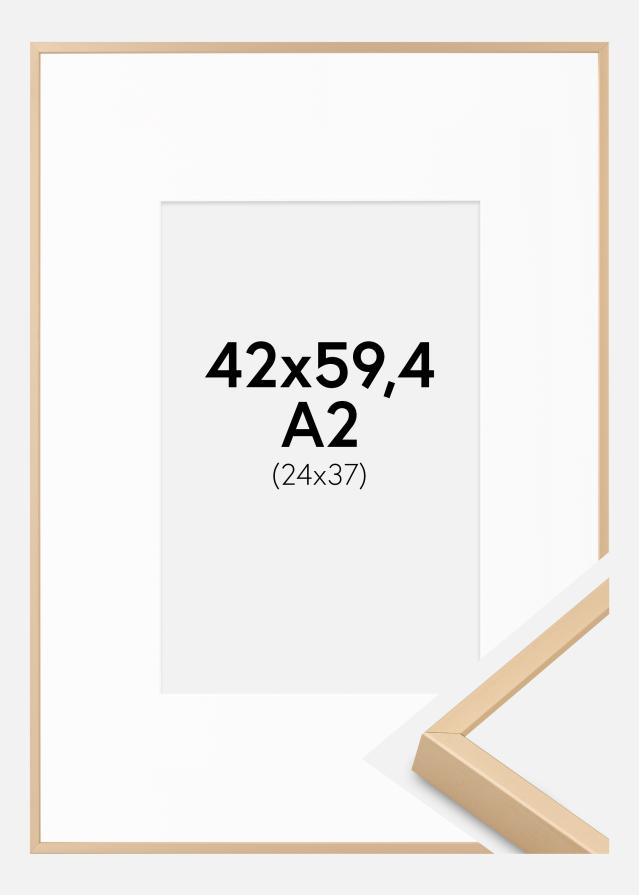 Alumiiniumraam Messing 42x59,4 cm - paspartuu Valge 25x38 cm