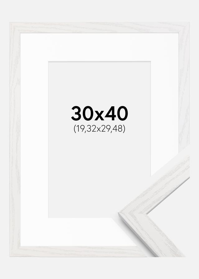 Raam Stilren valge tamm 30x40 cm - paspartuu valge 8x12 tolli