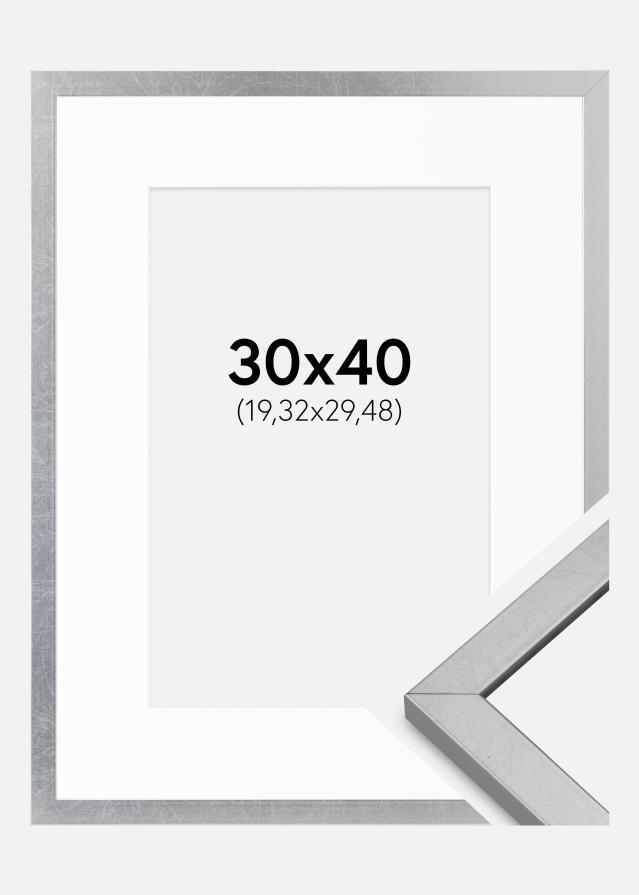 Raam Minerva Hõbedane 30x40 cm - paspartuu Valge 8x12 tolli