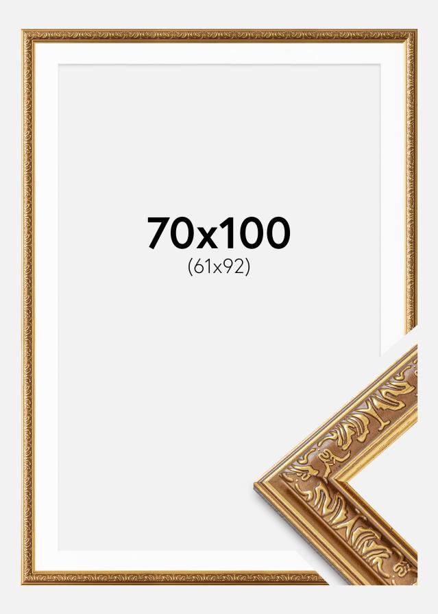 Raam Swirl Kuldne 70x100 cm - paspartuu Valge 62x93 cm