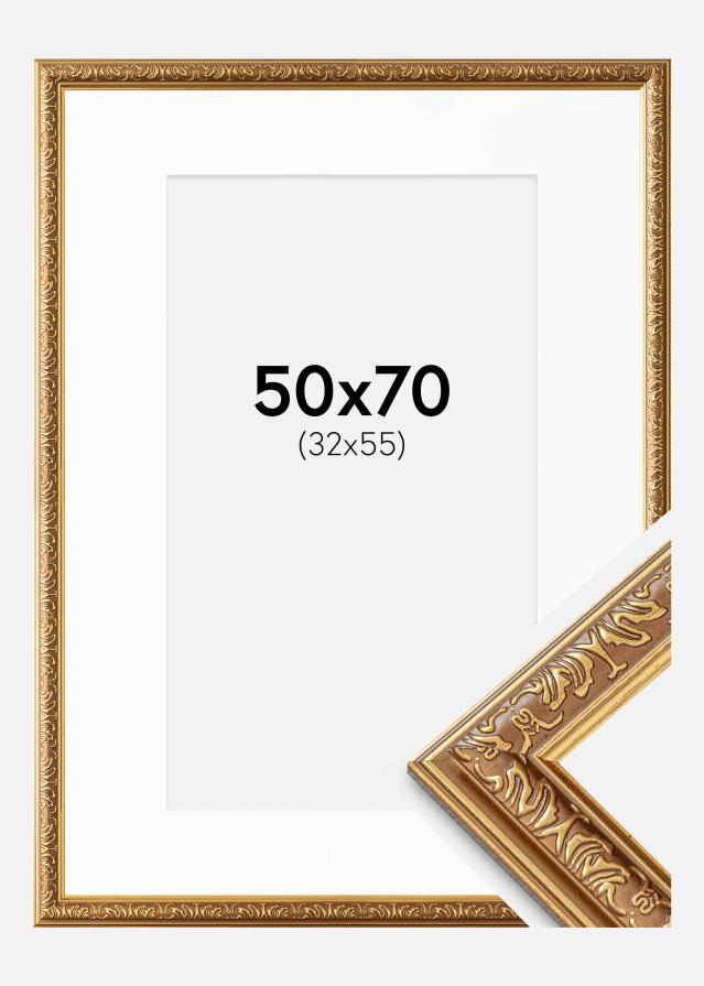 Raam Swirl Kuldne 50x70 cm - paspartuu Valge 33x56 cm