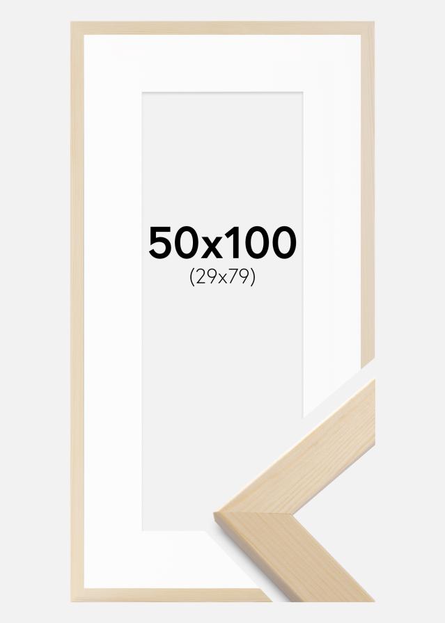 Raam Trendline Loodus 50x100 cm - paspartuu Valge 30x80 cm