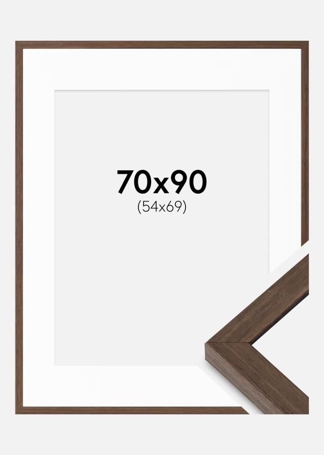 Raam Hermes pähkel 70x90 cm - paspartuu Valge 55x70 cm