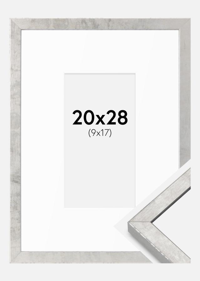 Raam Ares Hõbedane 20x28 cm - paspartuu Valge 10x18 cm