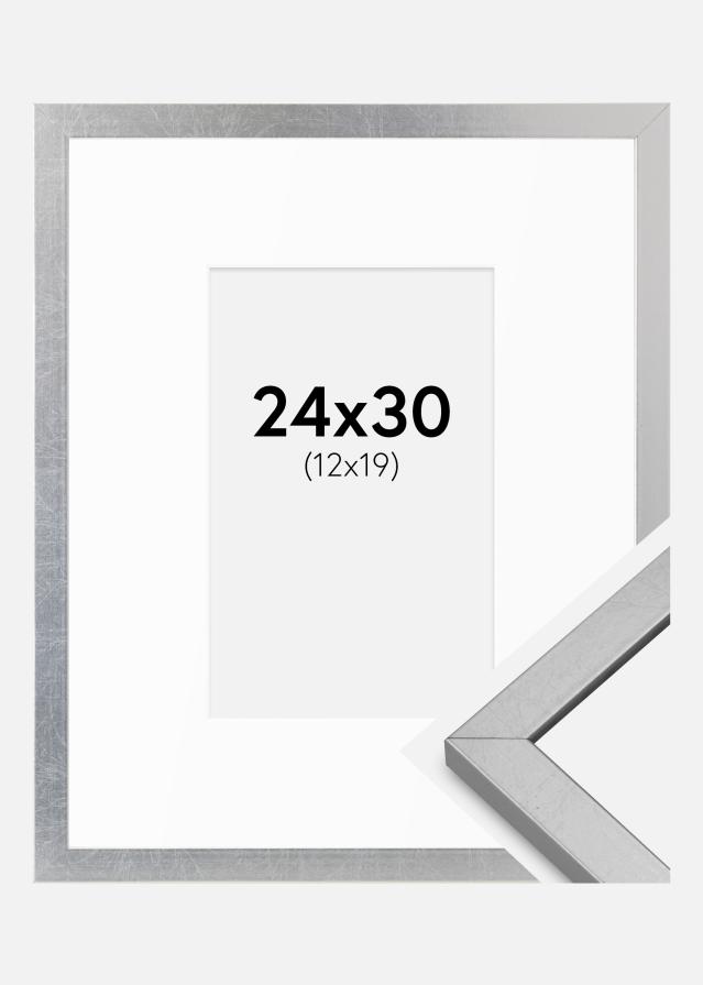 Raam Minerva Hõbedane 24x30 cm - paspartuu Valge 13x20 cm