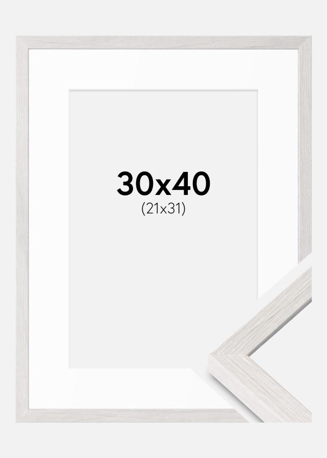 Raam Ares Valge Tamm 30x40 cm - paspartuu Valge 22x32 cm