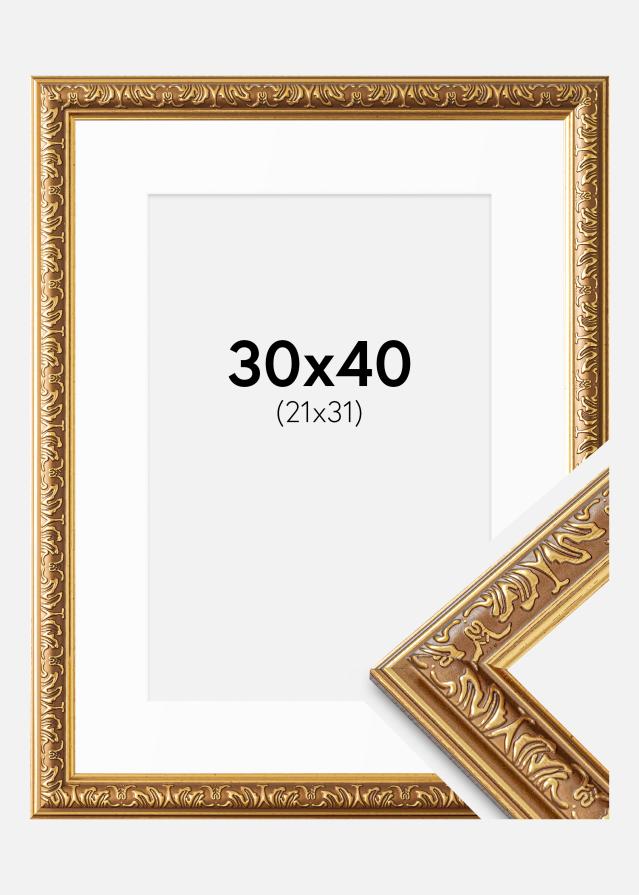 Raam Swirl Kuldne 30x40 cm - paspartuu valge 22x32 cm