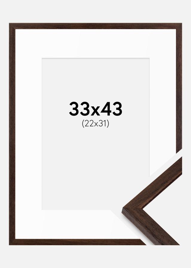 Raam Edsbyn pähkel 33x43 cm - paspartuu valge 23x32 cm