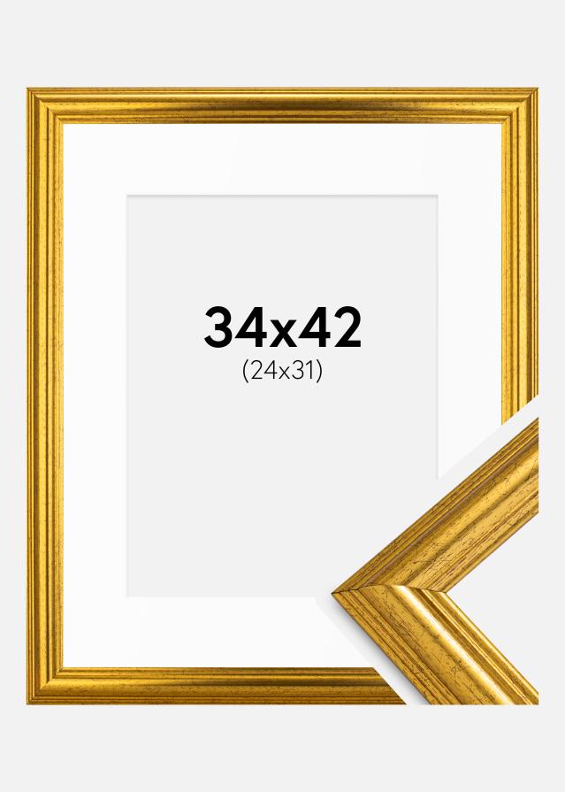 Raam Västkusten Kuldne 34x42 cm - paspartuu valge 25x32 cm