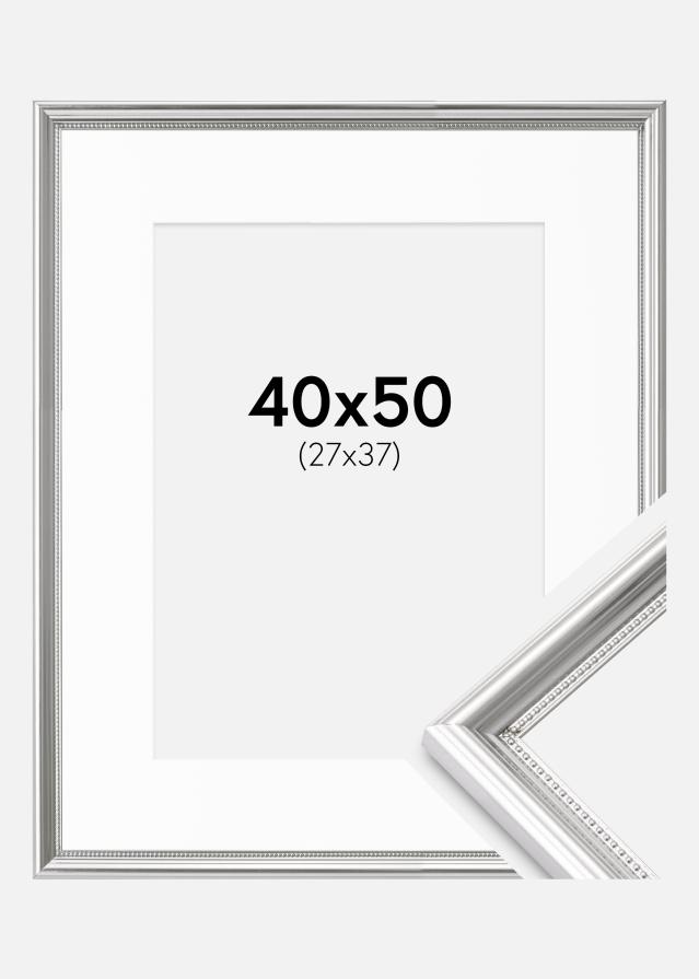 Raam Gala Hõbedane 40x50 cm - paspartuu Valge 28x38 cm