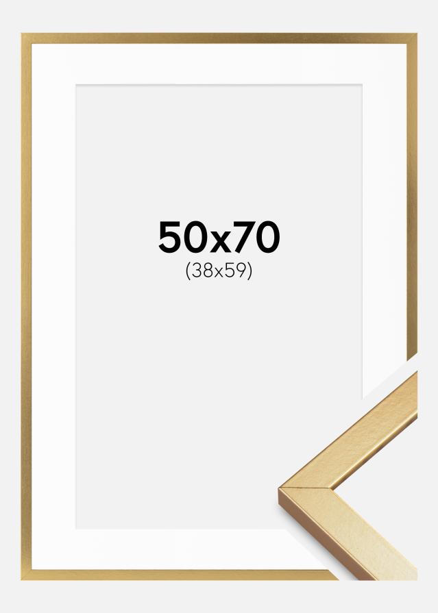 Raam Minerva Kuldne 50x70 cm - paspartuu Valge 39x60 cm