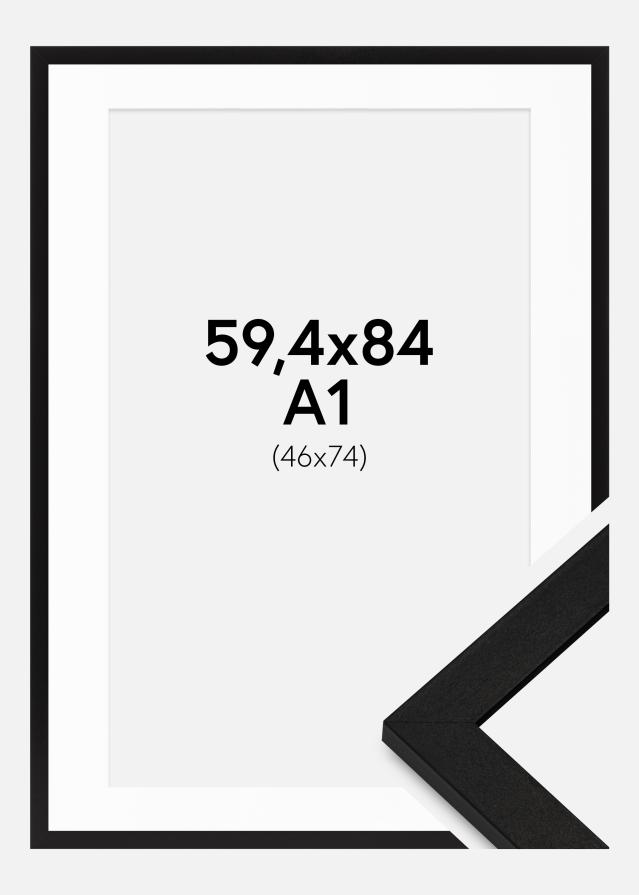 Raam BGA Classic Must 59,4x84 cm - paspartuu Valge 47x75 cm