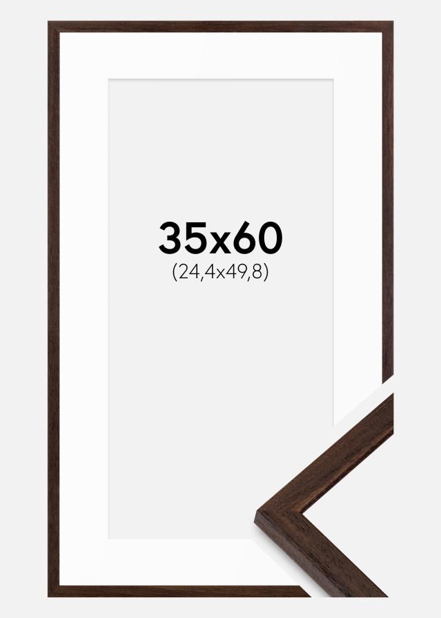 Raam Edsbyn pähkel 35x60 cm - paspartuu valge 10x20 tolli