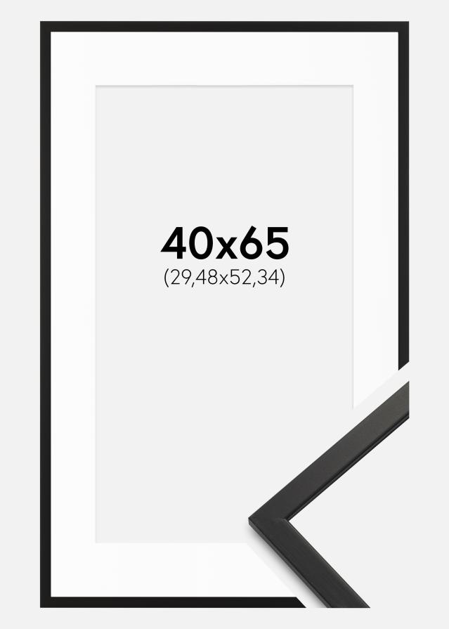 Raam Edsbyn Must 40x65 cm - paspartuu valge 12x21 tolli