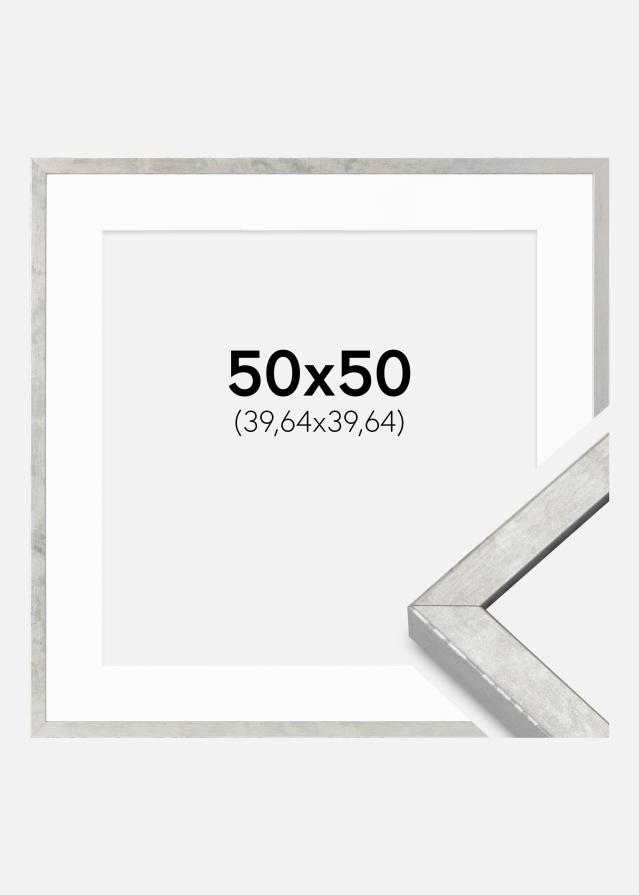 Raam Ares Hõbedane 50x50 cm - paspartuu Valge 16x16 tolli