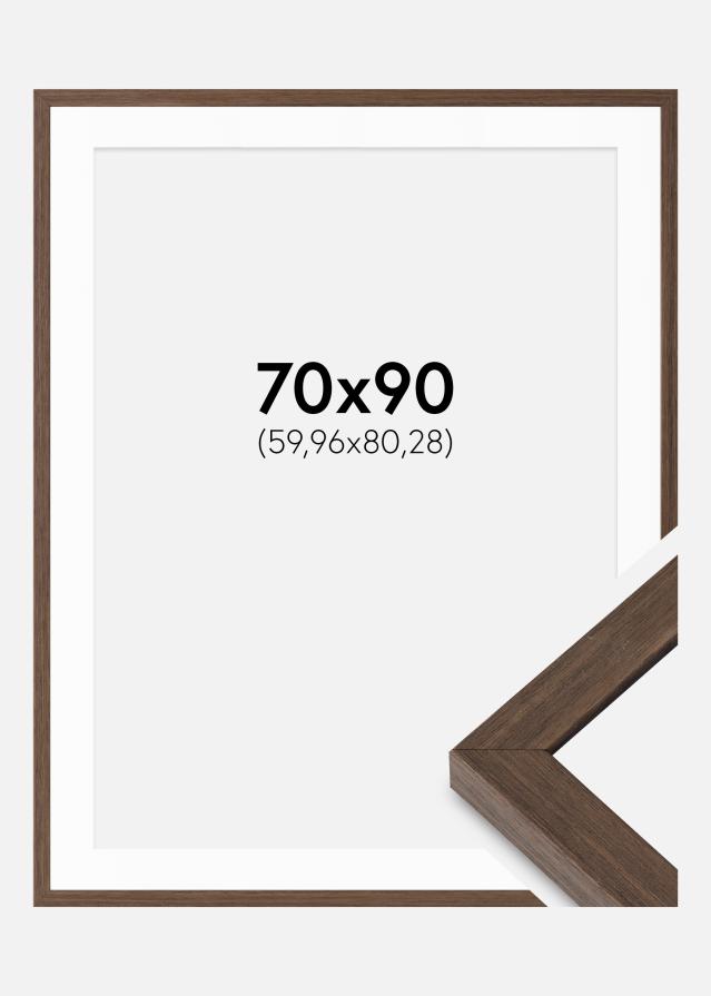 Raam Hermes pähkel 70x90 cm - paspartuu valge 24x32 tolli