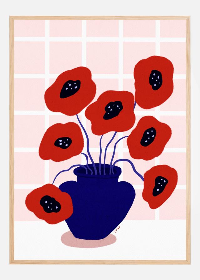 Red Poppies In a Vase Plakat