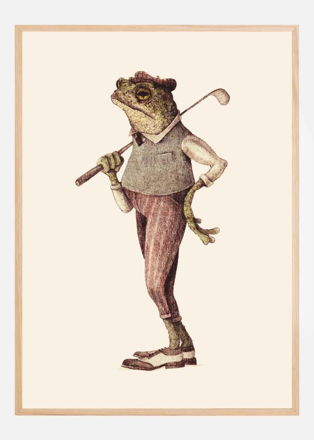 Frog In Vintage Golf Attire Plakat