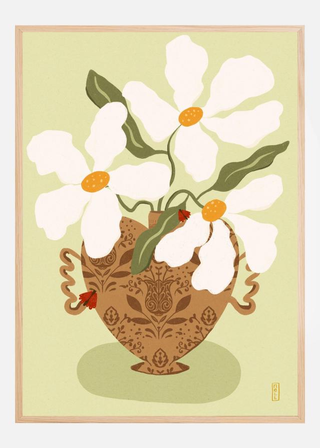 White flowers in a Greek Vase Plakat