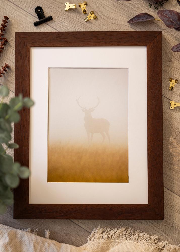Raam Juno Teak 30x40 cm - paspartuu Valge 18x27 cm