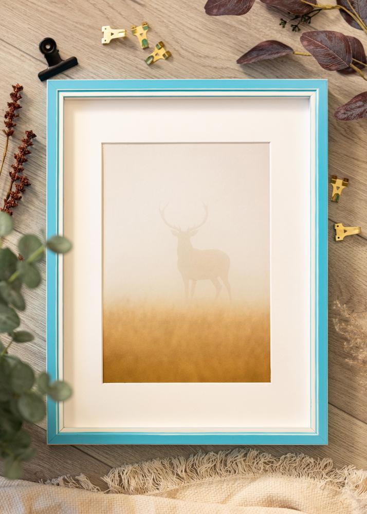 Raam Diana Helesinine 30x40 cm - paspartuu Valge 8x12 tolli