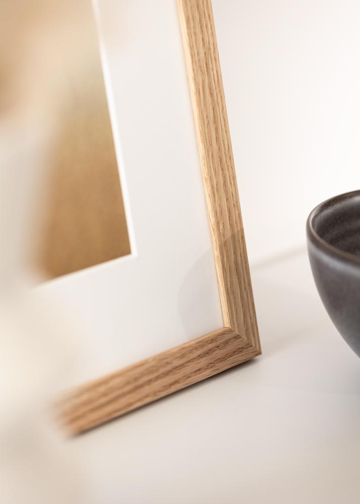 Raam Tidlös Täispuit Tamm 40x50 cm - Passepartout Valge 29,7x42 cm