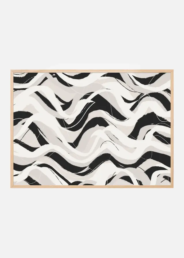 White Black Waves Pattern Square Plakat