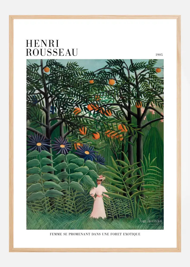 Femme Se Promenant Dans Une Foret Exotique Plakat