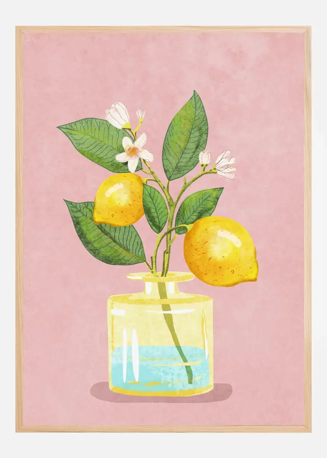 Lemon Bunch In Vase Plakat