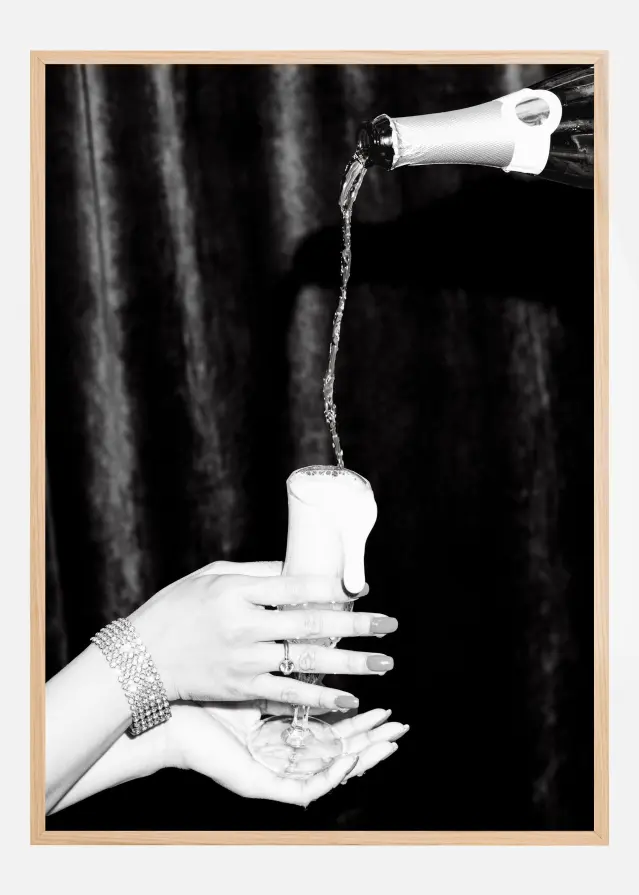 Champagne Hands Bw Plakat