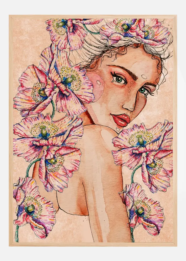 Woman wih Poppies Plakat