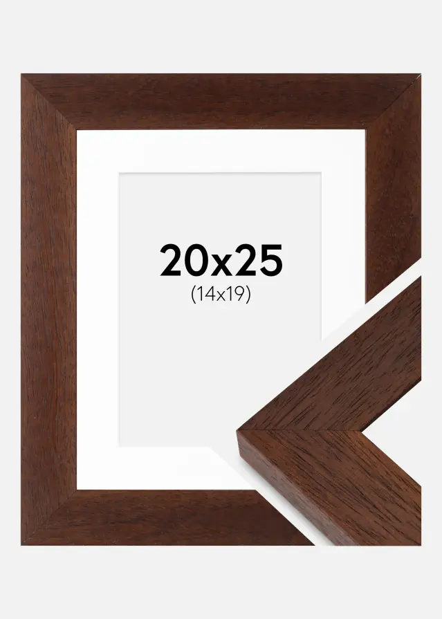 Raam Juno Teak 20x25 cm - paspartuu Valge 15x20 cm