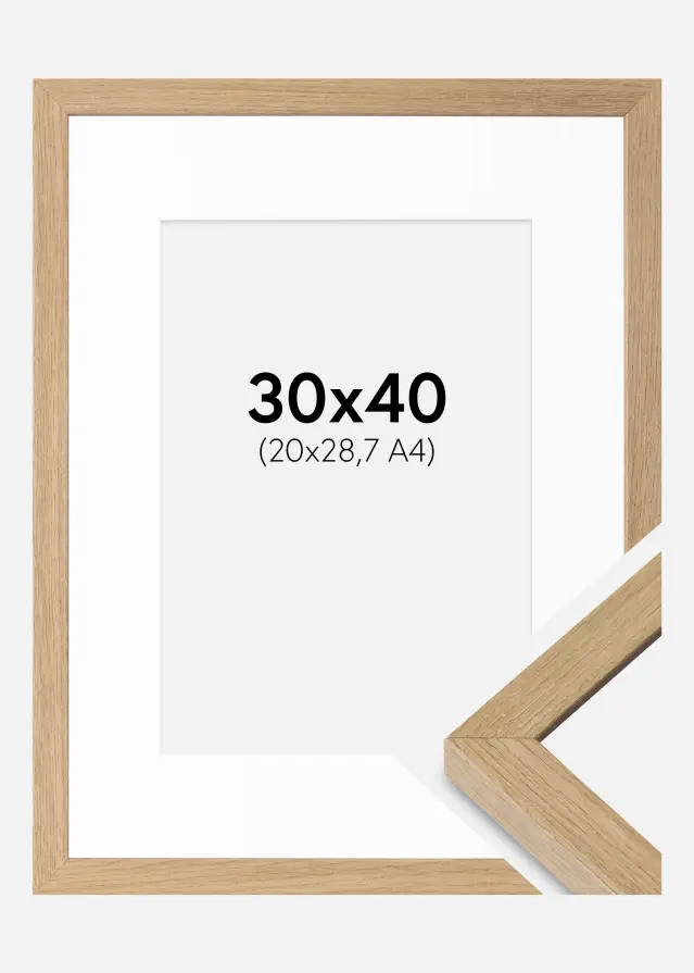 Raam Hermes Loomulik tamm 30x40 cm - paspartuu valge 21x29,7 cm