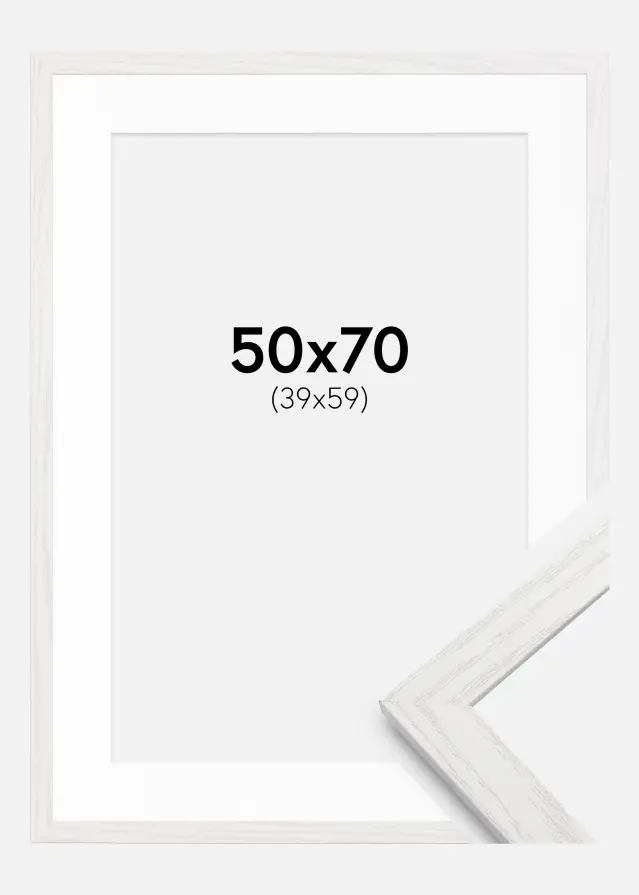 Raam Stilren valge tamm 50x70 cm - paspartuu valge 40x60 cm
