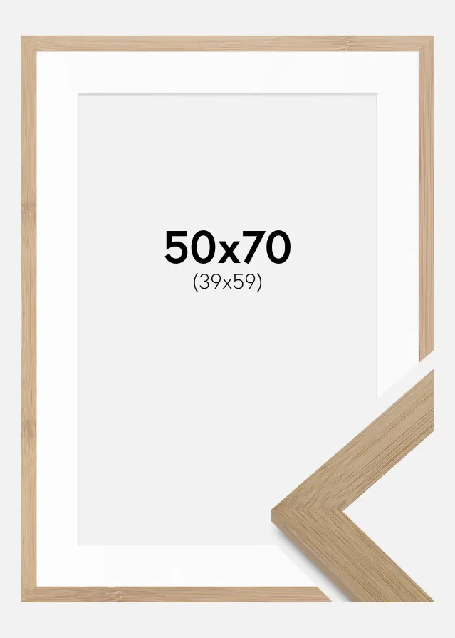 Raam Hoei Bambu 50x70 cm - paspartuu Valge 40x60 cm